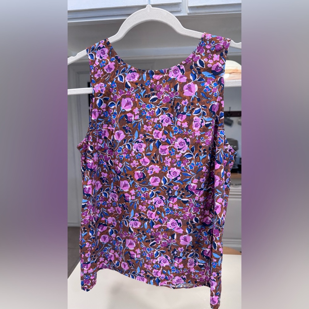 J. Crew Floral Tank Top - Purple and Brown